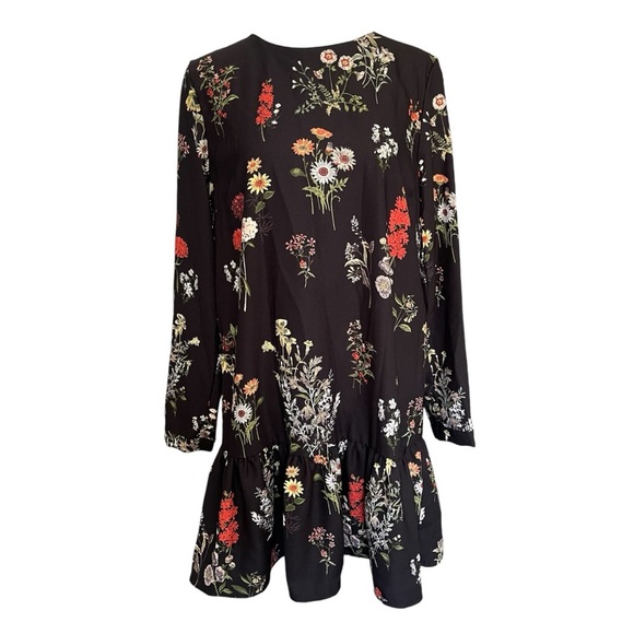 Philosophy Floral Long Sleeved Drop Waist Dress with Ruffle Hem - Size Medium - Picture 1 of 5